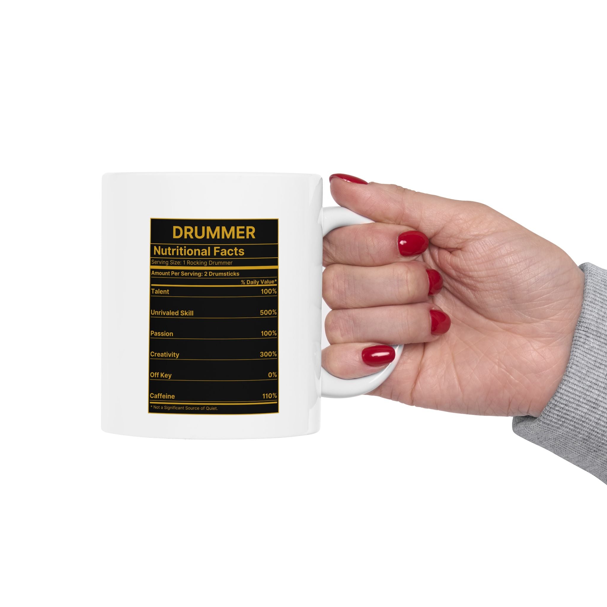 Drummer Nutritional Facts Mug – Drummer Gift Coffee Mug