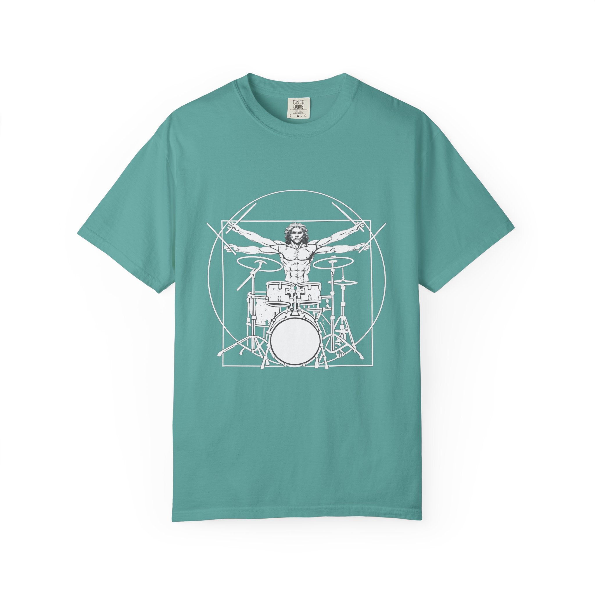 Drummer Vitruvian T-Shirt - Da Vinci Drummer Graphic Tee