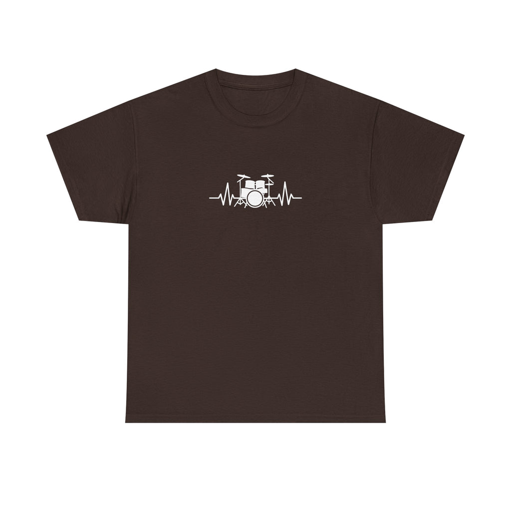 Drummer Heartbeat Lifeline T-Shirt - Drum Kit Graphic Tee Music Shirt