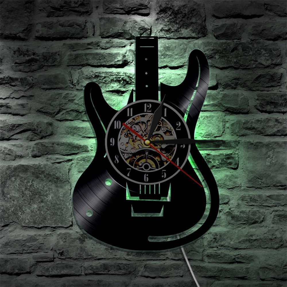 Guitar Vinyl Wall Clock – Musician Home Décor