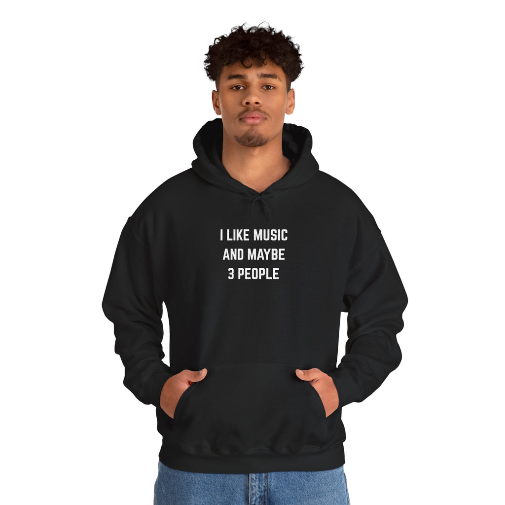 I Like Music And Maybe 3 People Hoodie - Funny Music Lover Gift Introvert Sweatshirt for Musicians