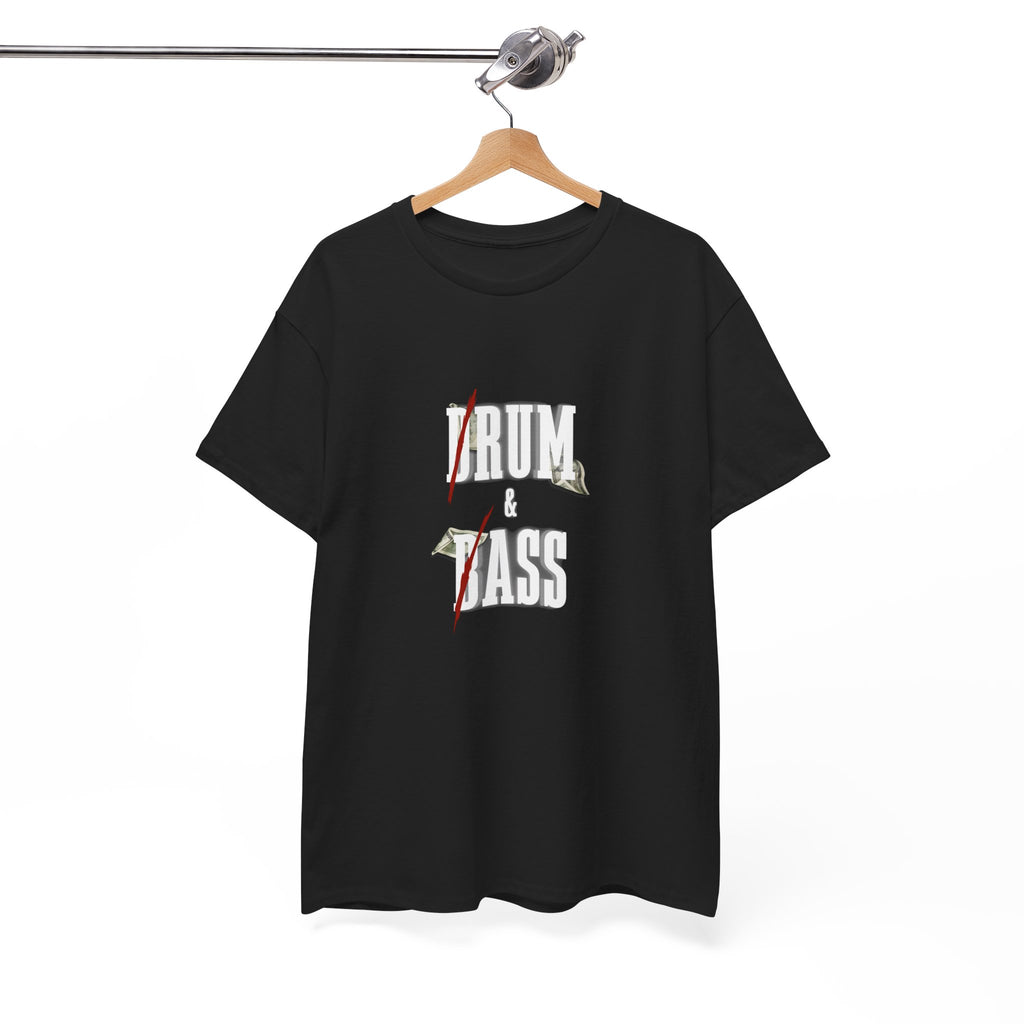 Drum and Bass T-Shirt - Funny Drummer Graphic Tee Rum & Ass Money Music Shirt