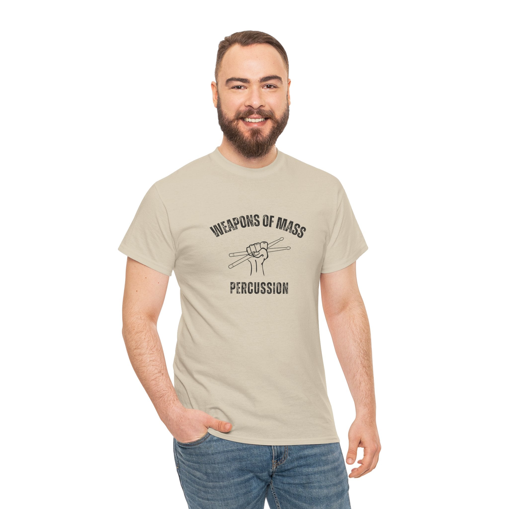Weapons of Mass Percussion T-Shirt - Drummer Graphic Tee Music Rhythm Shirt