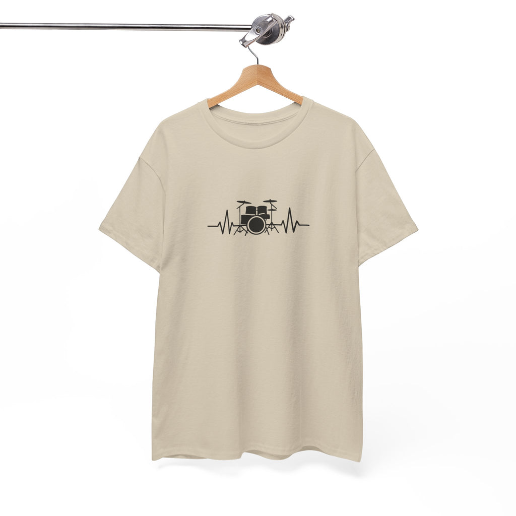 Drummer Heartbeat Lifeline T-Shirt - Drum Kit Graphic Tee Music Shirt