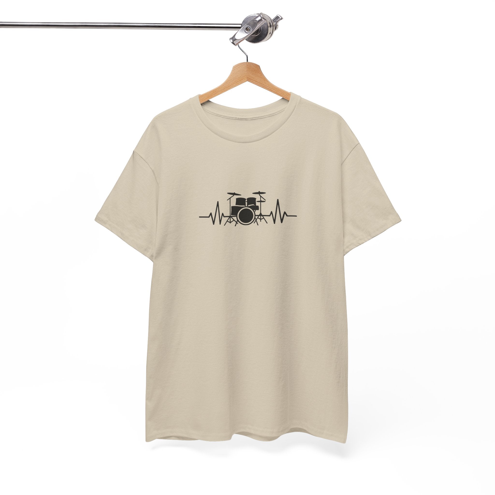 Drummer Heartbeat Lifeline T-Shirt - Drum Kit Graphic Tee Music Shirt