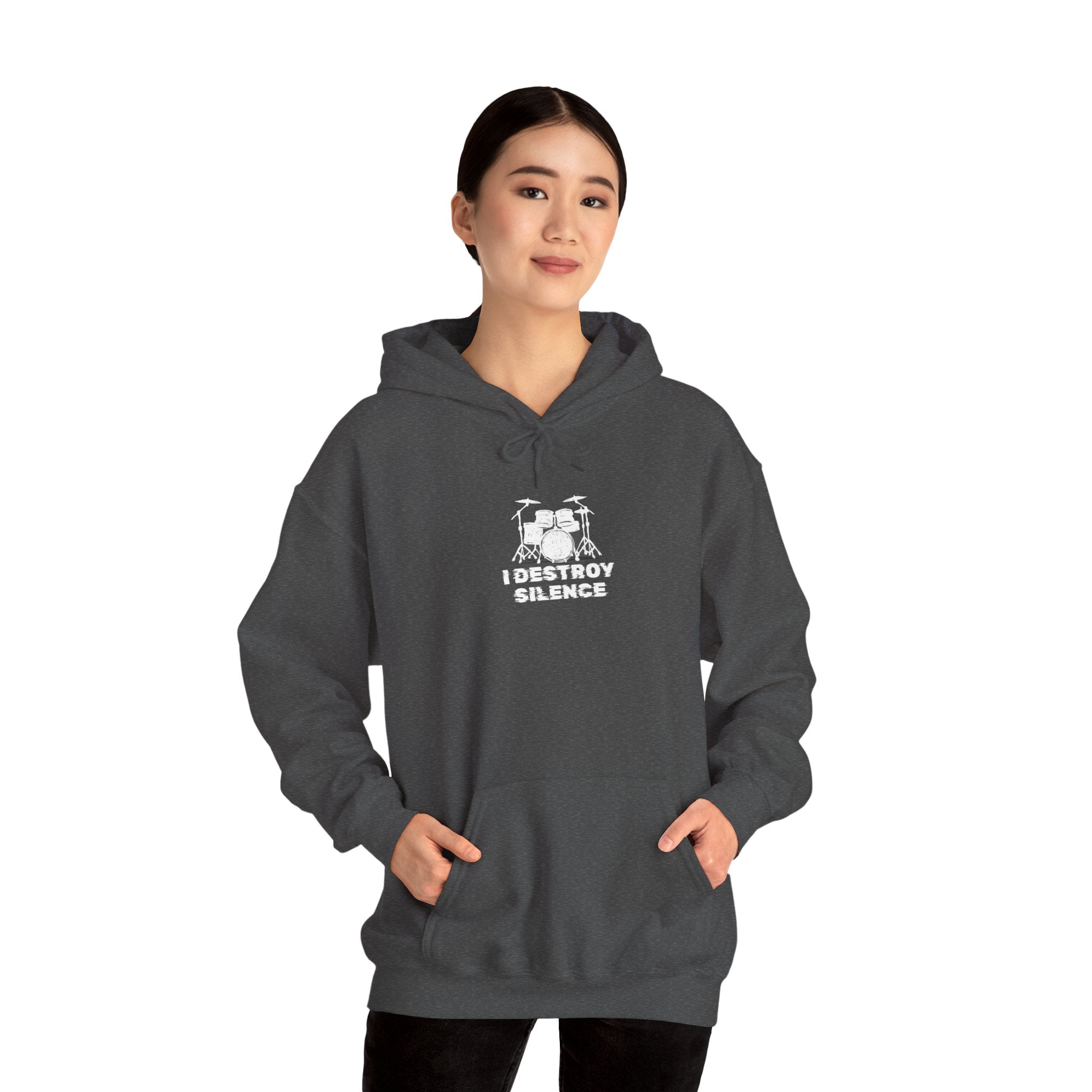 I Destroy Silence Hoodie - Drummer Sweatshirt Drum Kit Music Pullover