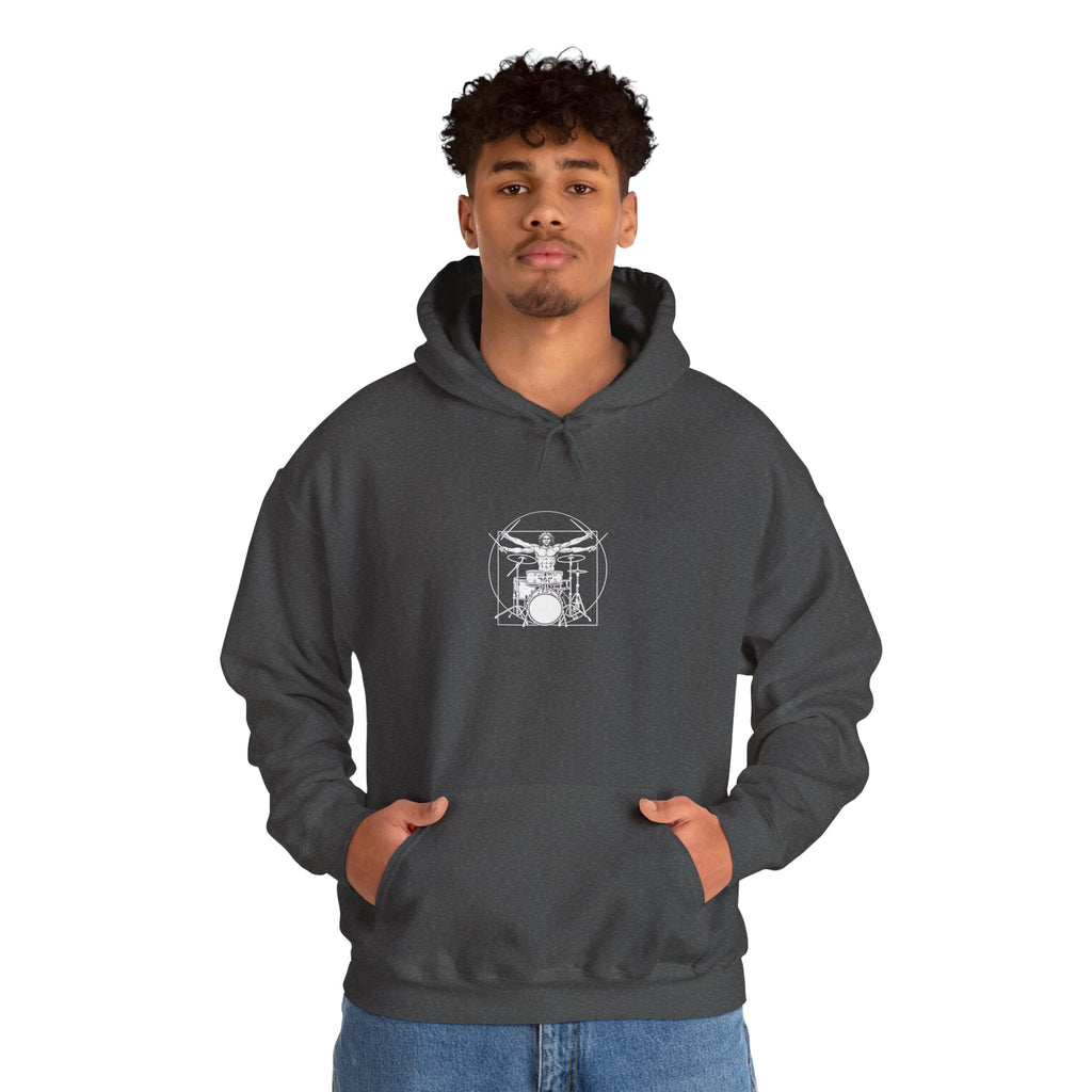 Drummer Vitruvian Hoodie - Drum Kit Graphic Sweatshirt for Drummers