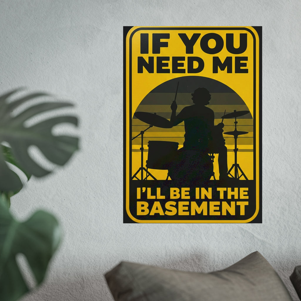 I'll Be In The Basement Drummer Poster – Drum Player Wall Art