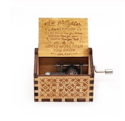 Wooden Hand Crank Music Box – Portable Melody Box