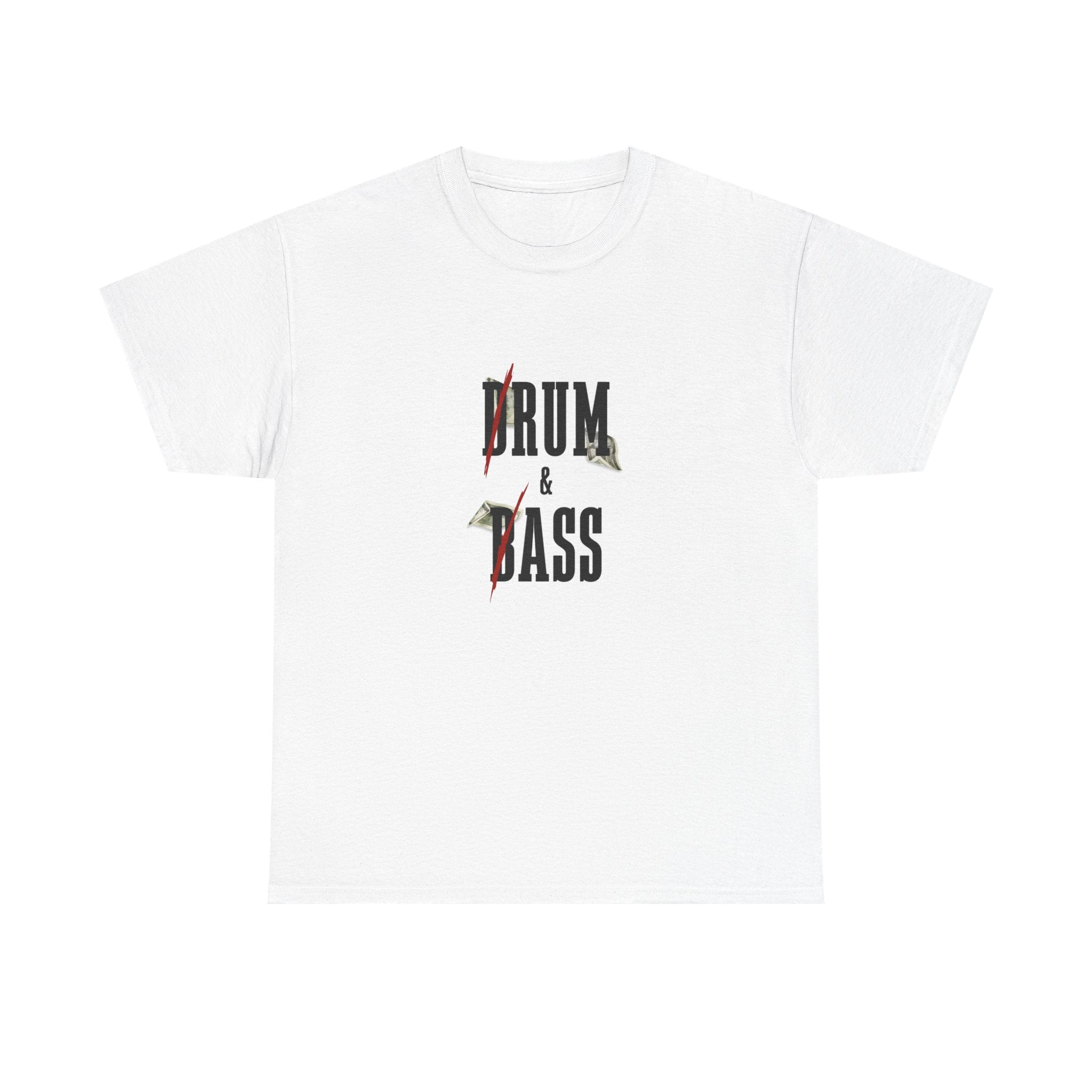 Drum and Bass T-Shirt - Funny Drummer Graphic Tee Rum & Ass Money Music Shirt
