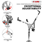 Adjustable Snare Drum Stand – Heavy Duty Double-Braced Tripod Stand with Drum Stick Holder
