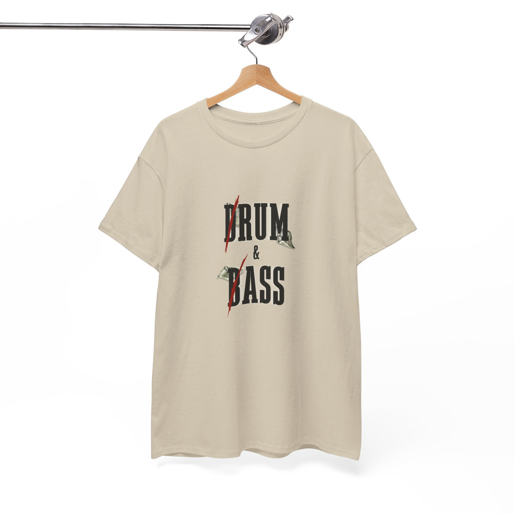 Drum and Bass T-Shirt - Funny Drummer Graphic Tee Rum & Ass Money Music Shirt