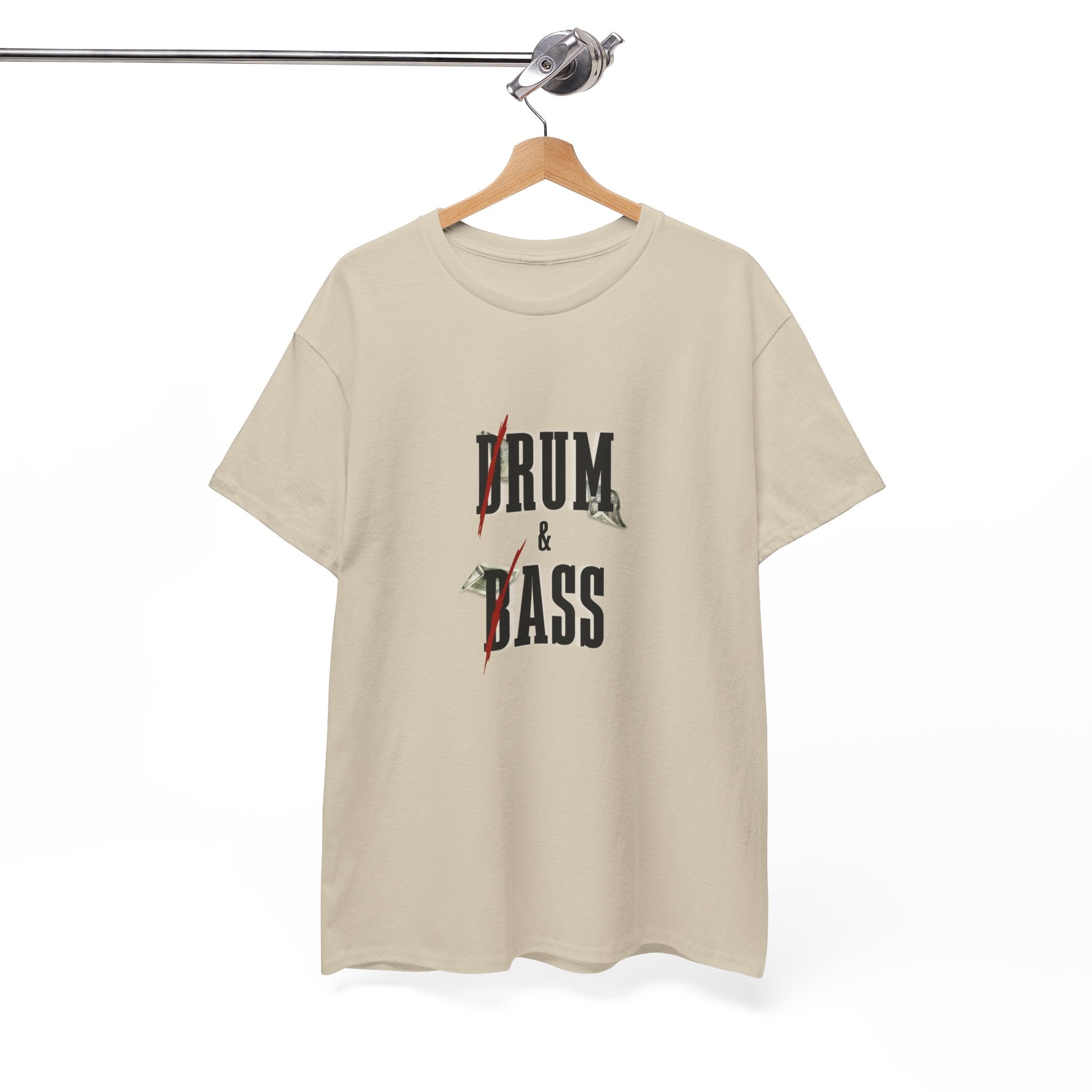 Drum and Bass T-Shirt - Funny Drummer Graphic Tee Rum & Ass Money Music Shirt