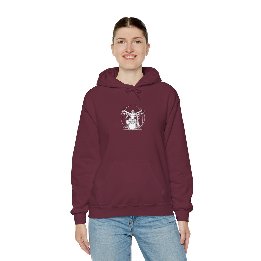 Drummer Vitruvian Hoodie - Drum Kit Graphic Sweatshirt for Drummers