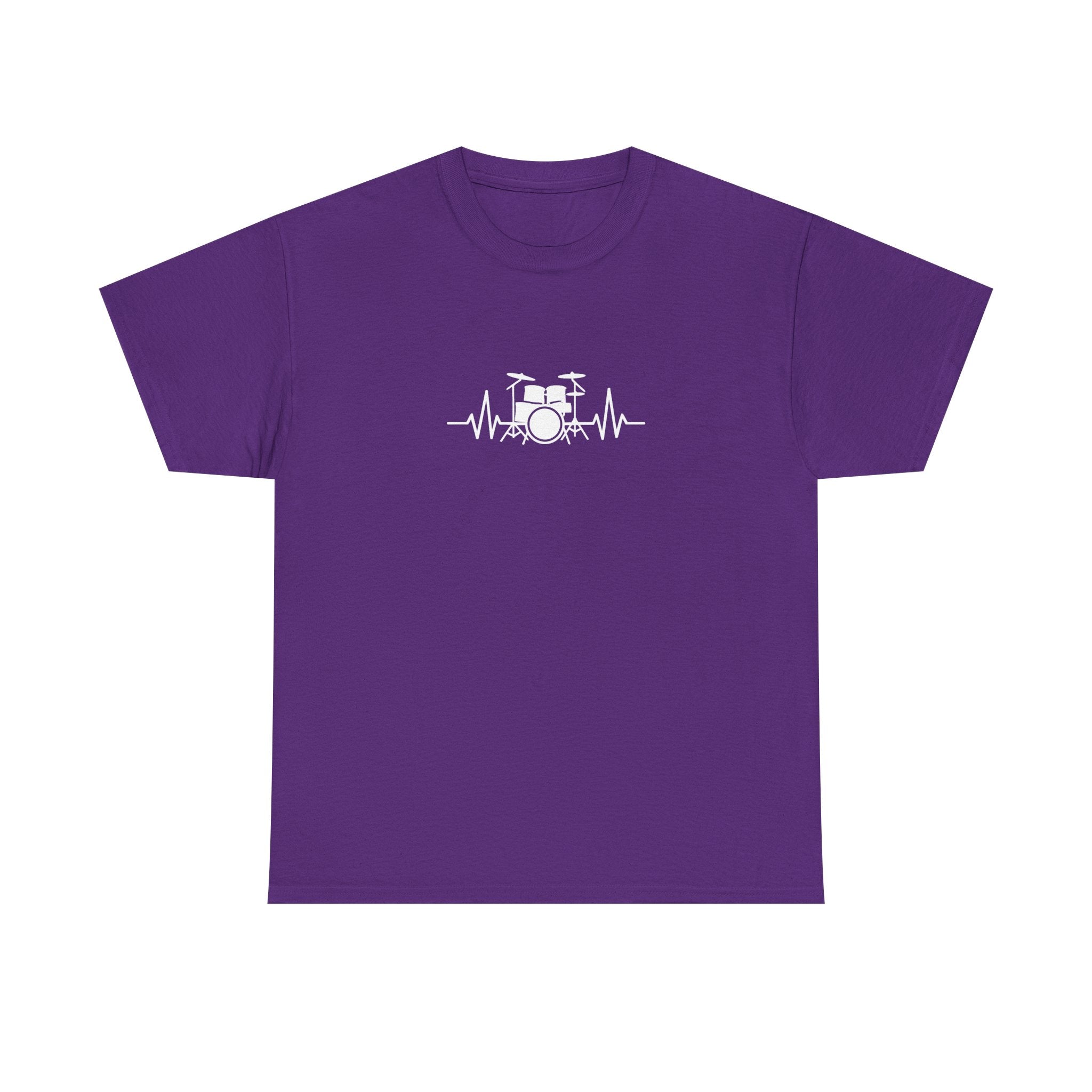 Drummer Heartbeat Lifeline T-Shirt - Drum Kit Graphic Tee Music Shirt