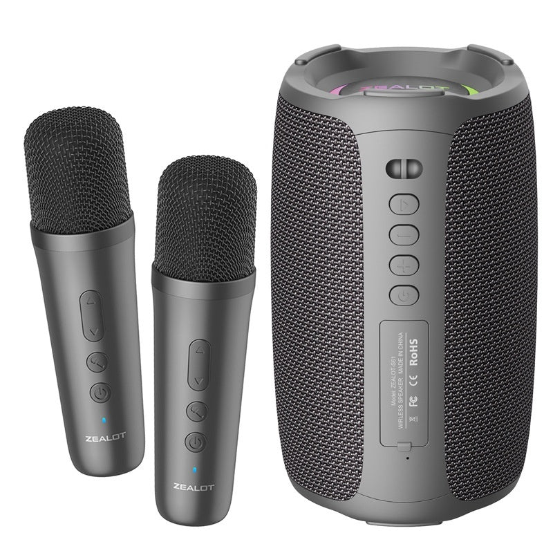 Portable Bluetooth Karaoke Speaker – Dual Microphone, LED Lights