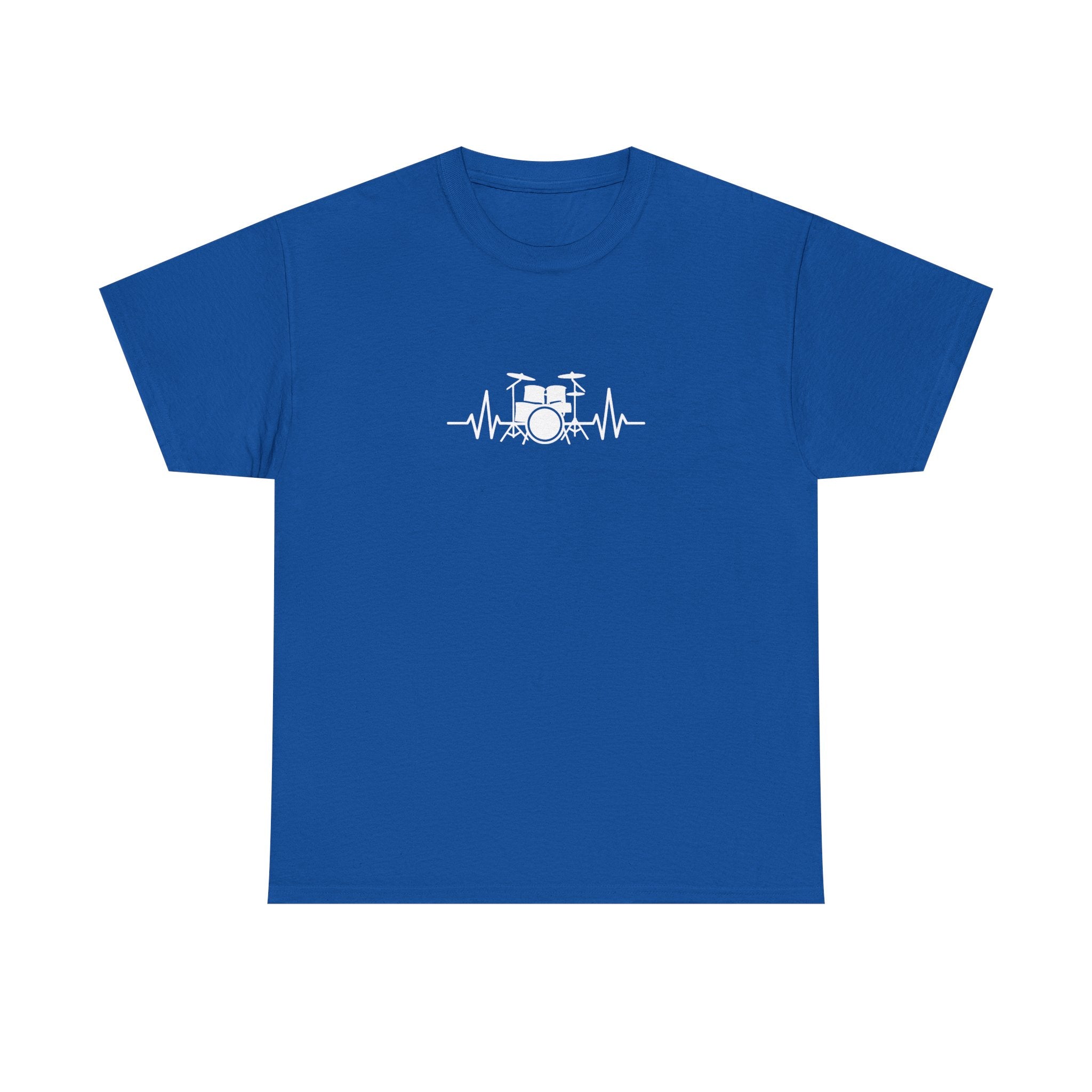 Drummer Heartbeat Lifeline T-Shirt - Drum Kit Graphic Tee Music Shirt