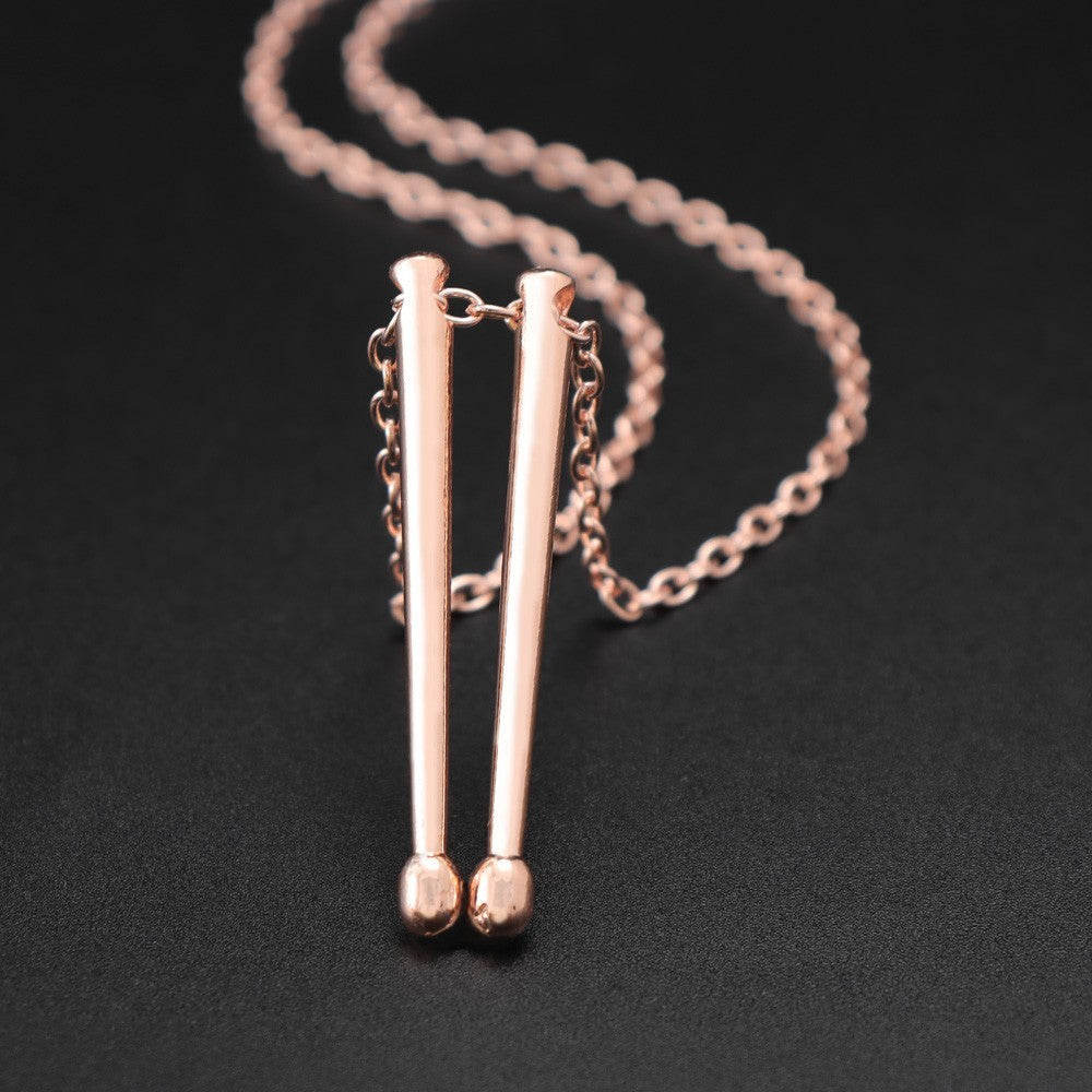 Titanium Steel Drumstick Necklace – Percussion Music Pendant