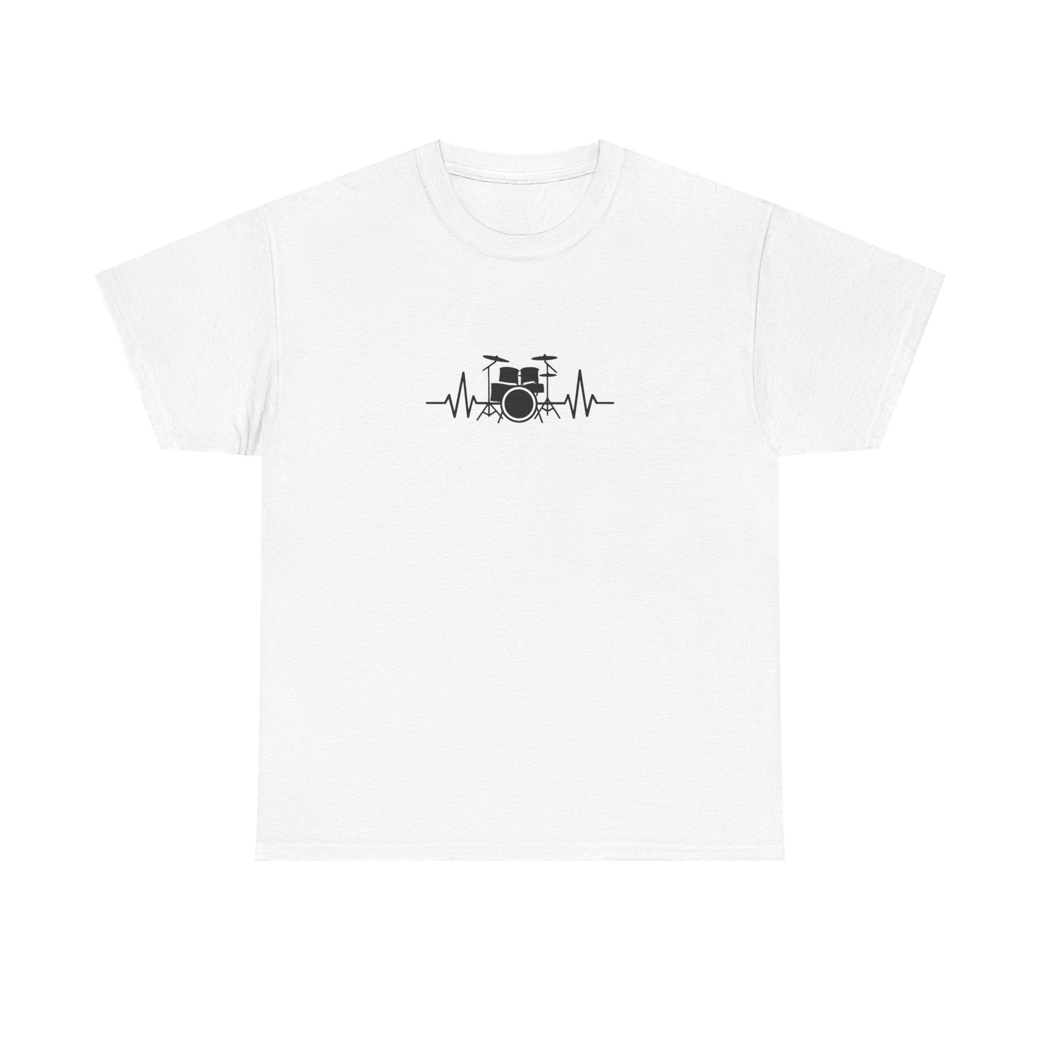 Drummer Heartbeat Lifeline T-Shirt - Drum Kit Graphic Tee Music Shirt