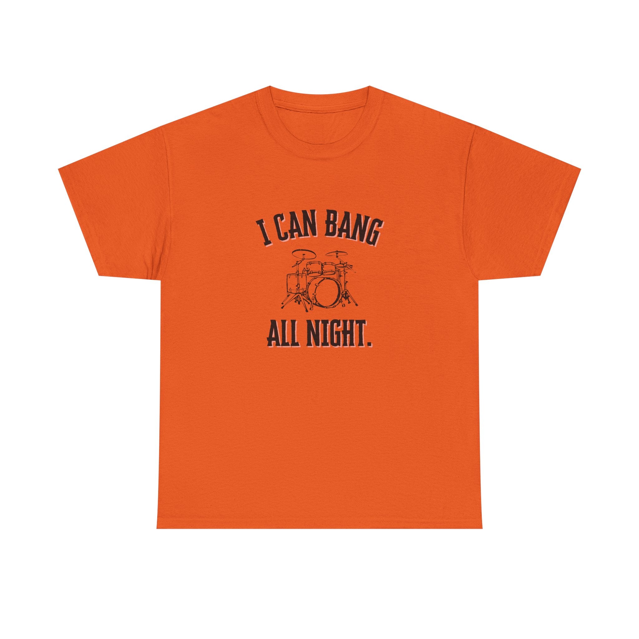I Can Bang All Night T-Shirt - Vintage Drum Set Graphic Tee for Drummers