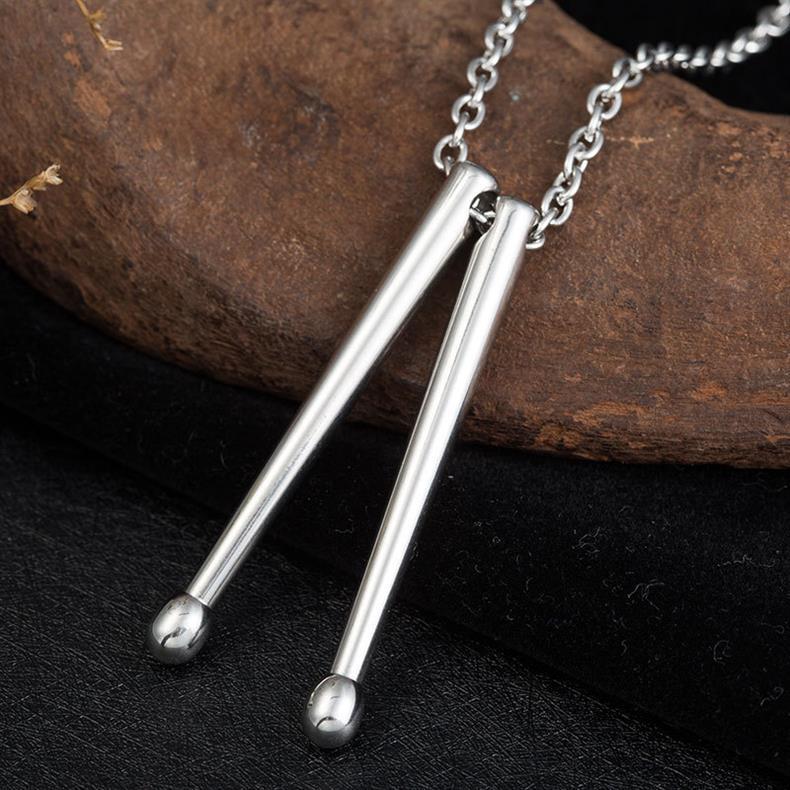 Titanium Steel Drumstick Necklace – Percussion Music Pendant
