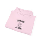I Can Bang All Night Hoodie - Vintage Drum Set Sweatshirt for Drummers