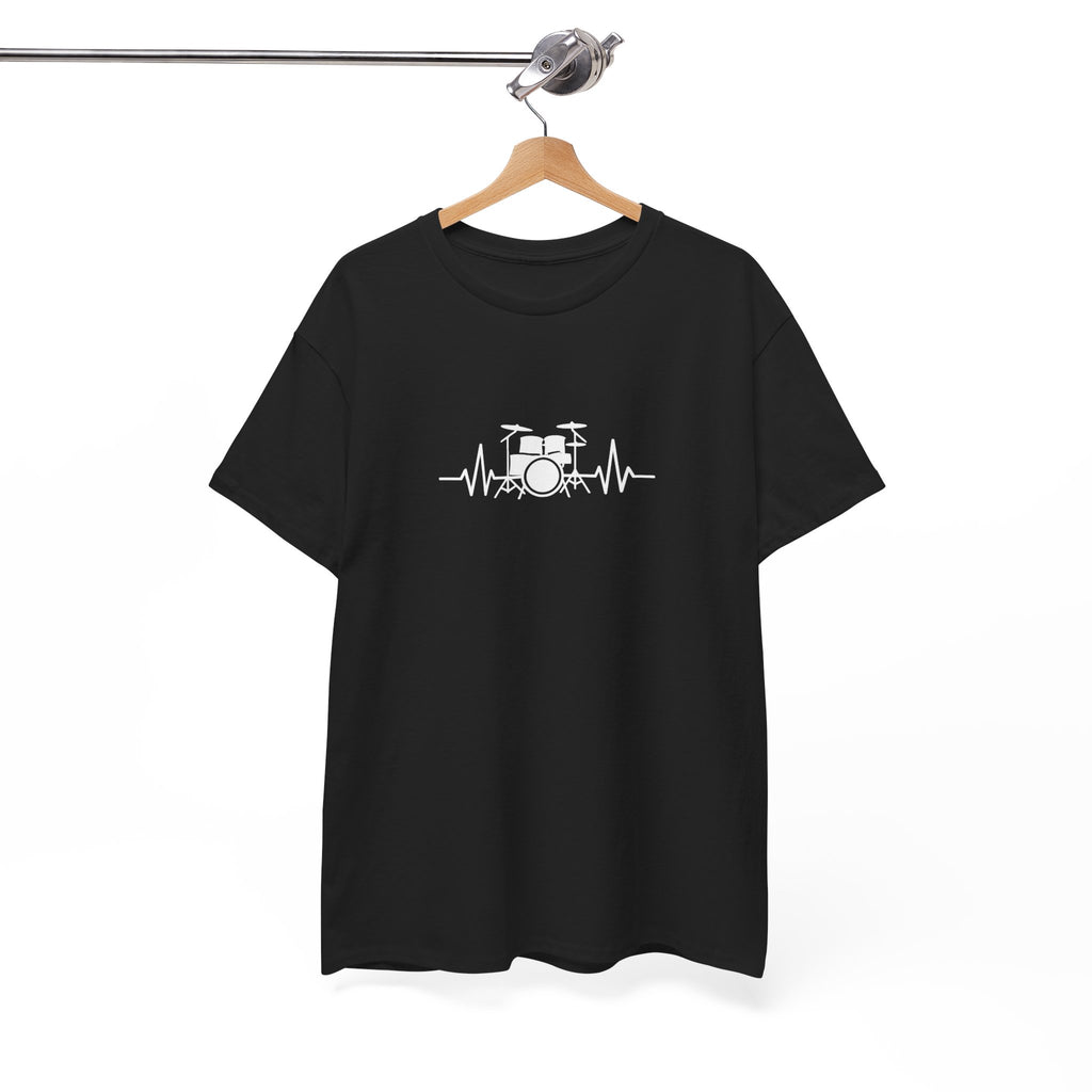 Drummer Heartbeat Lifeline T-Shirt - Drum Kit Graphic Tee Music Shirt