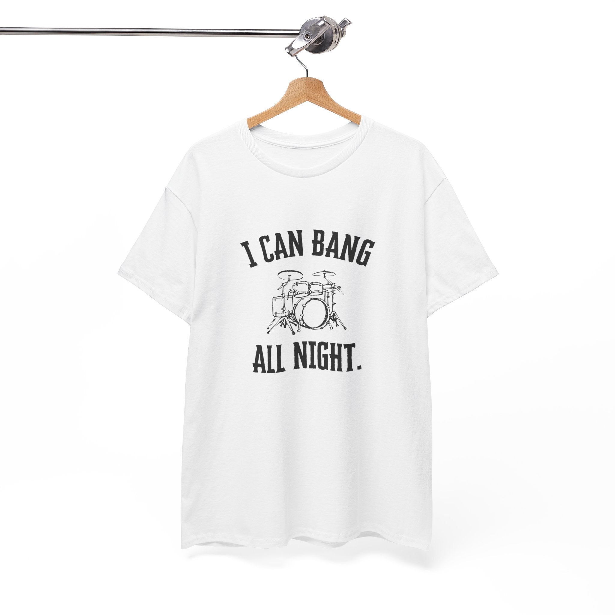 I Can Bang All Night T-Shirt - Vintage Drum Set Graphic Tee for Drummers