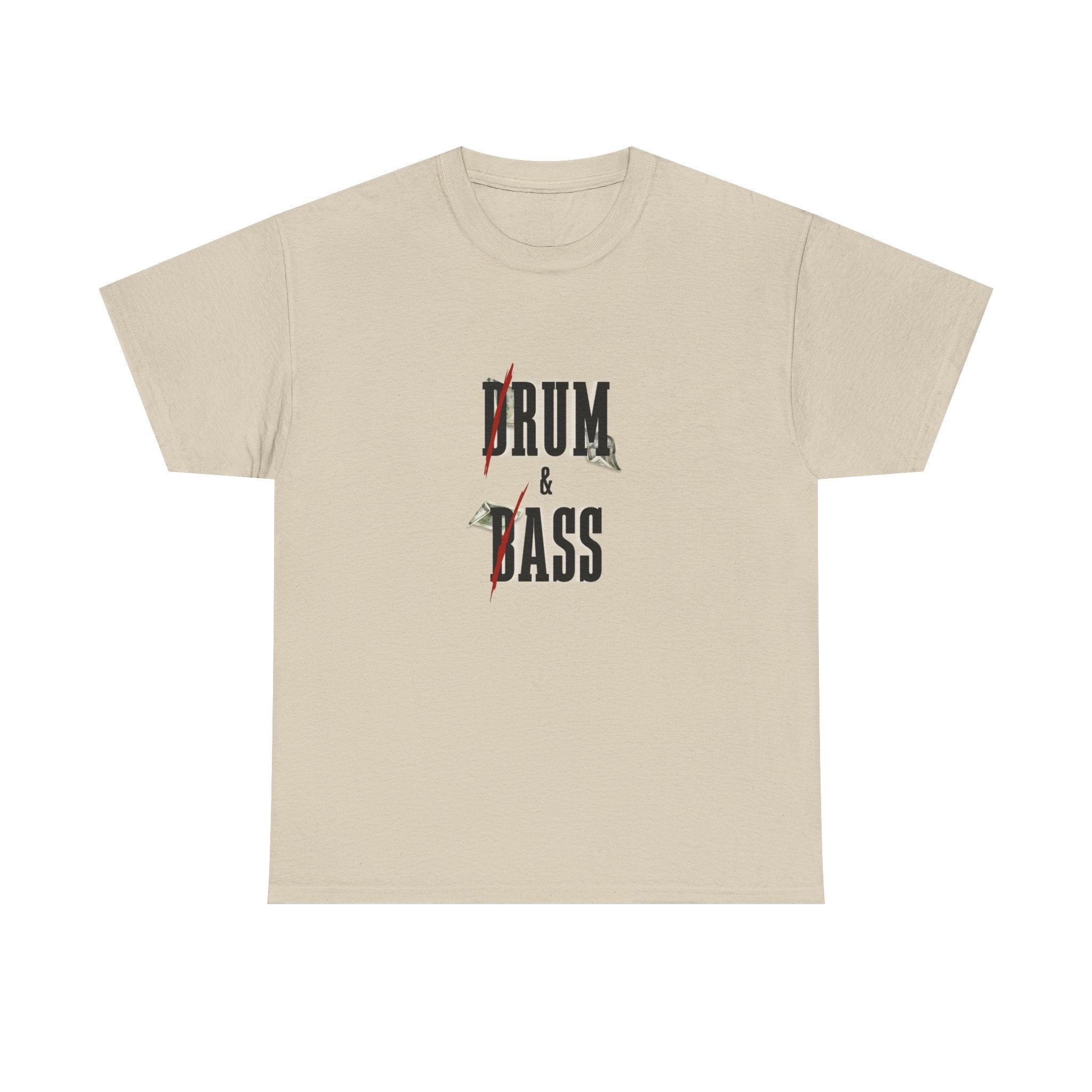 Drum and Bass T-Shirt - Funny Drummer Graphic Tee Rum & Ass Money Music Shirt
