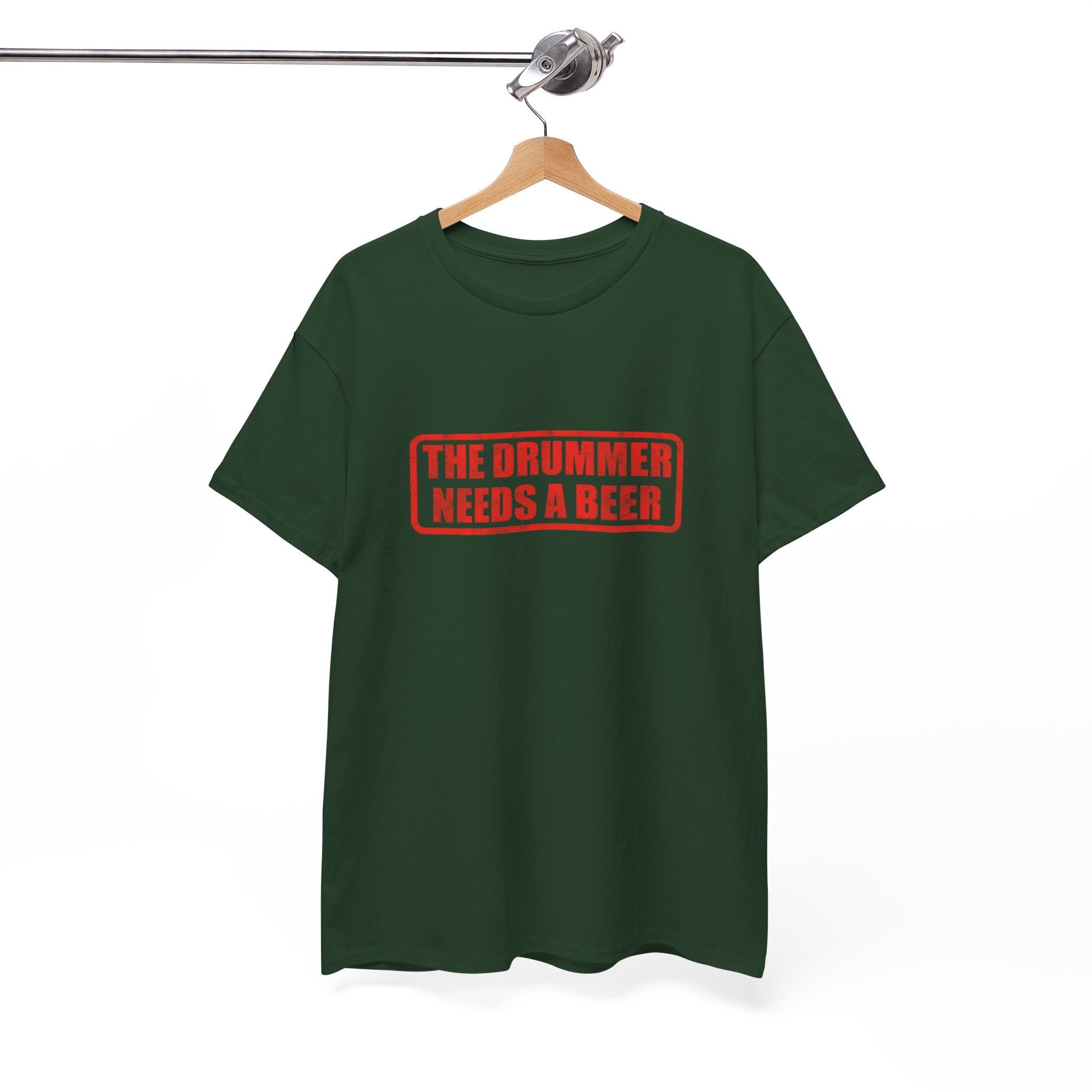 The Drummer Needs A Beer T-Shirt - Funny Musician Tee for Drum Players & Band Gifts