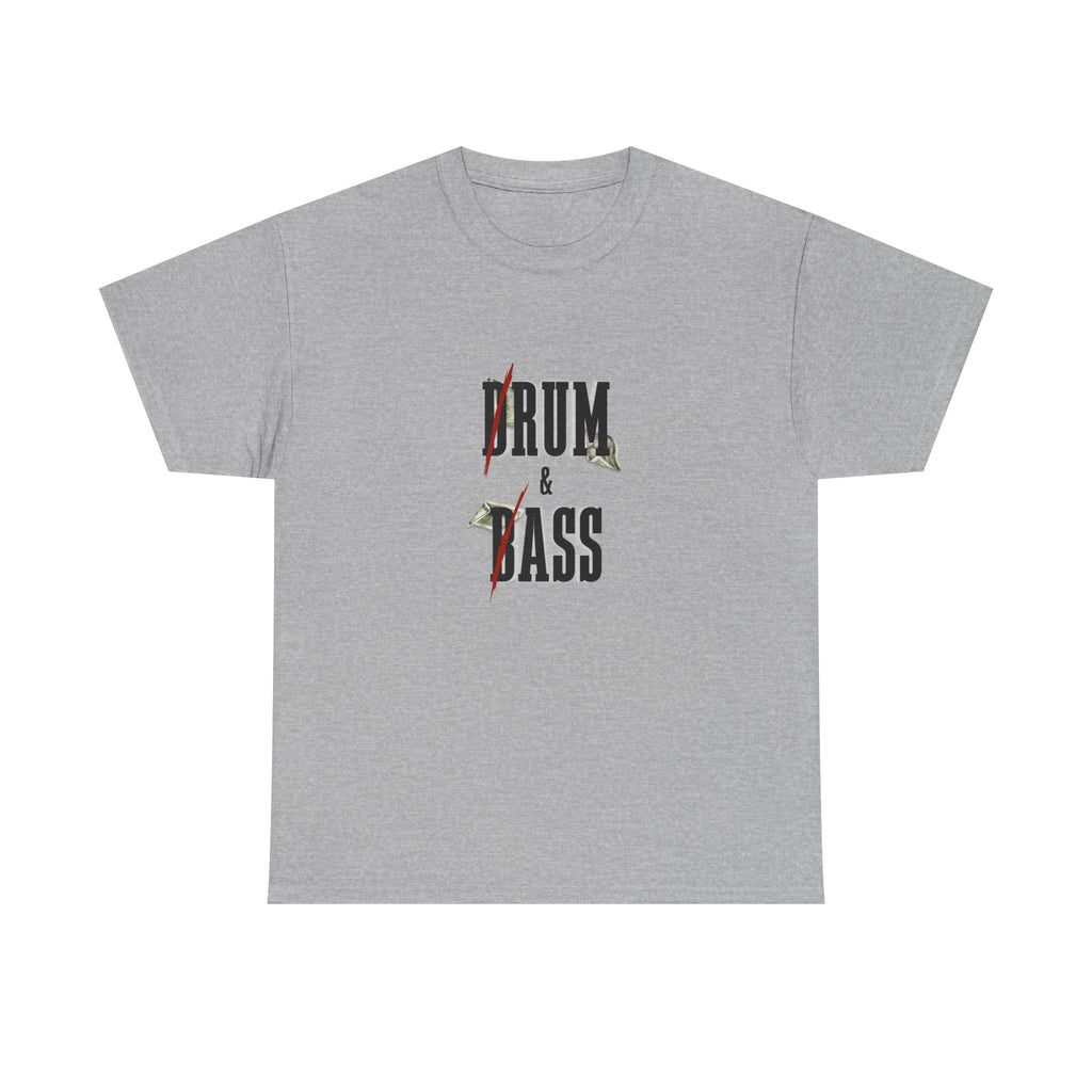 Drum and Bass T-Shirt - Funny Drummer Graphic Tee Rum & Ass Money Music Shirt