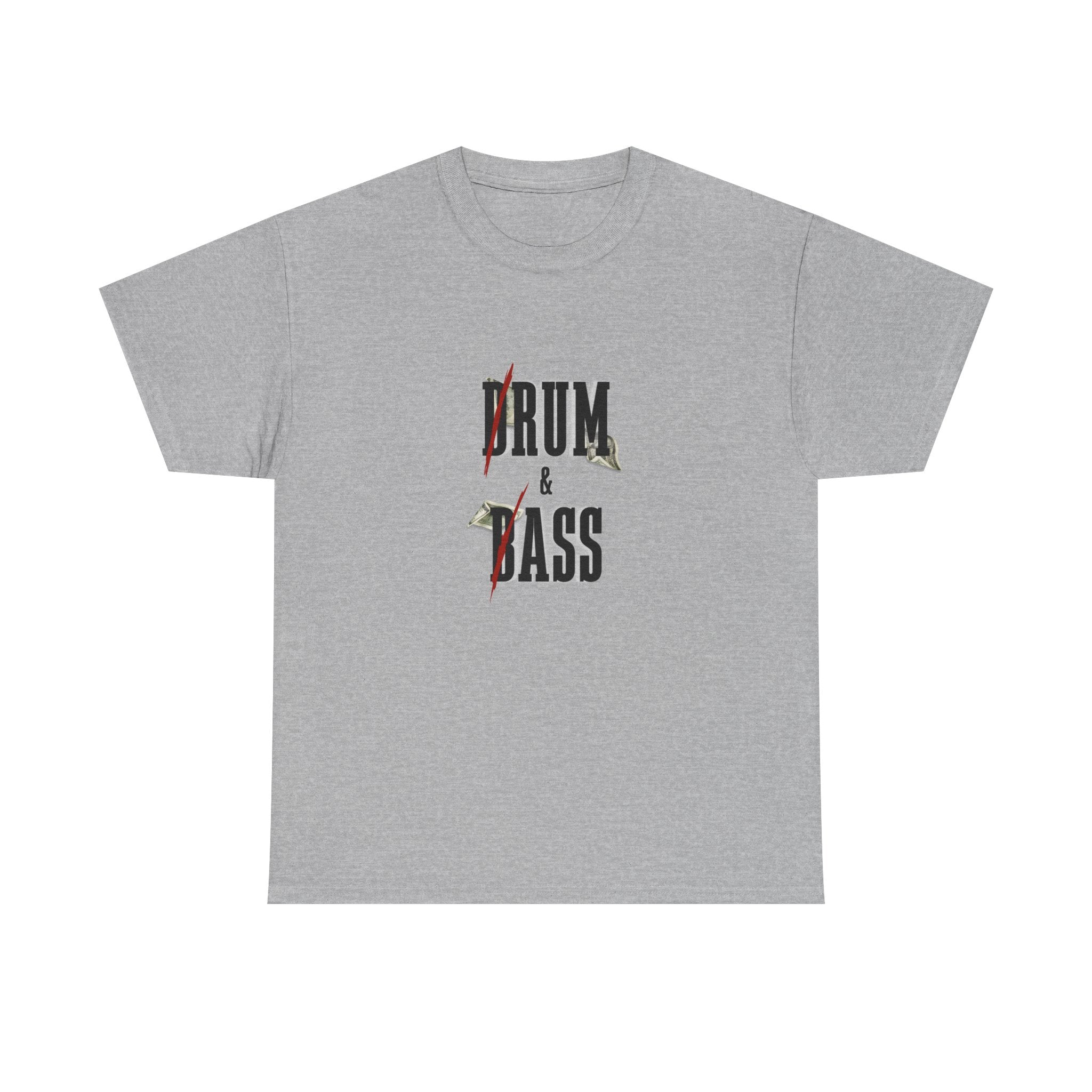 Drum and Bass T-Shirt - Funny Drummer Graphic Tee Rum & Ass Money Music Shirt