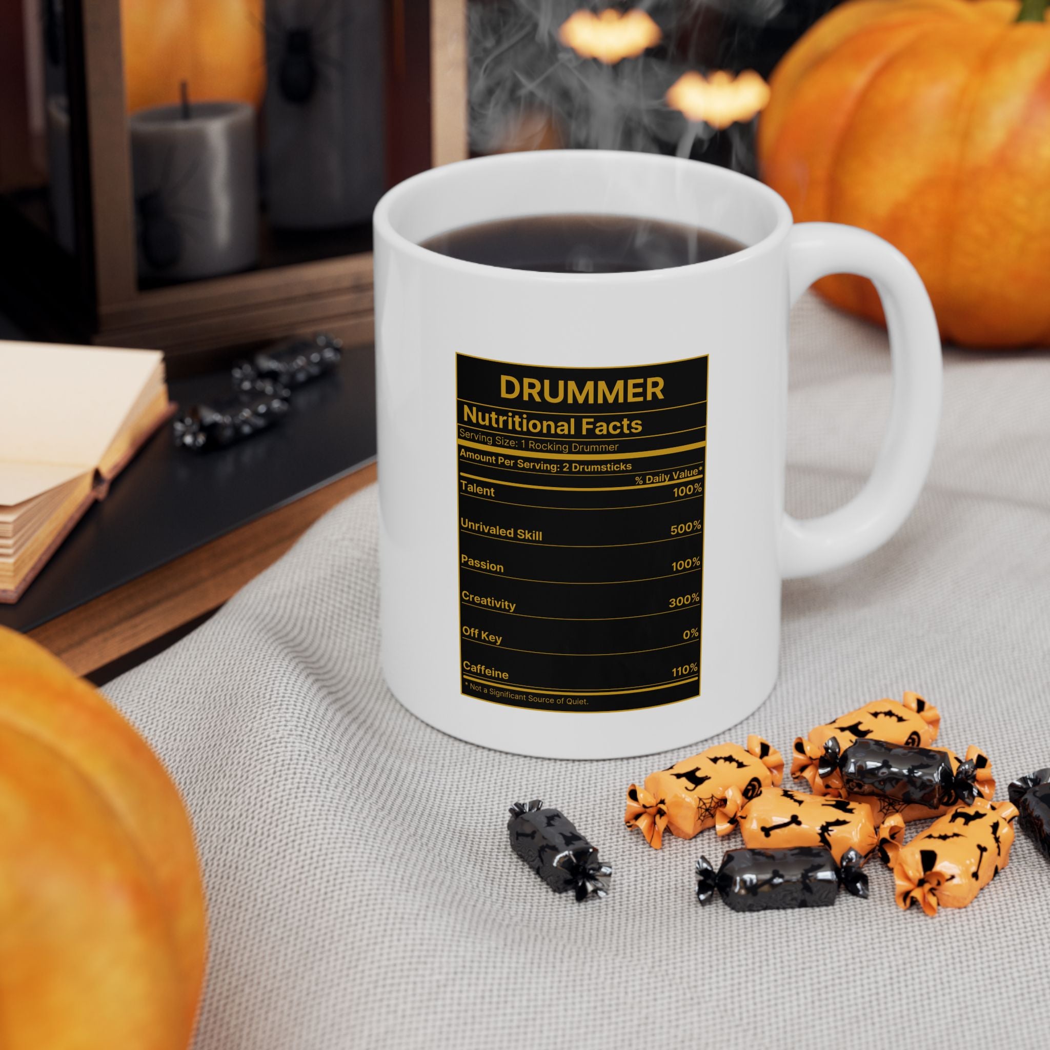 Drummer Nutritional Facts Mug – Drummer Gift Coffee Mug