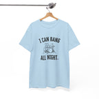 I Can Bang All Night T-Shirt - Vintage Drum Set Graphic Tee for Drummers