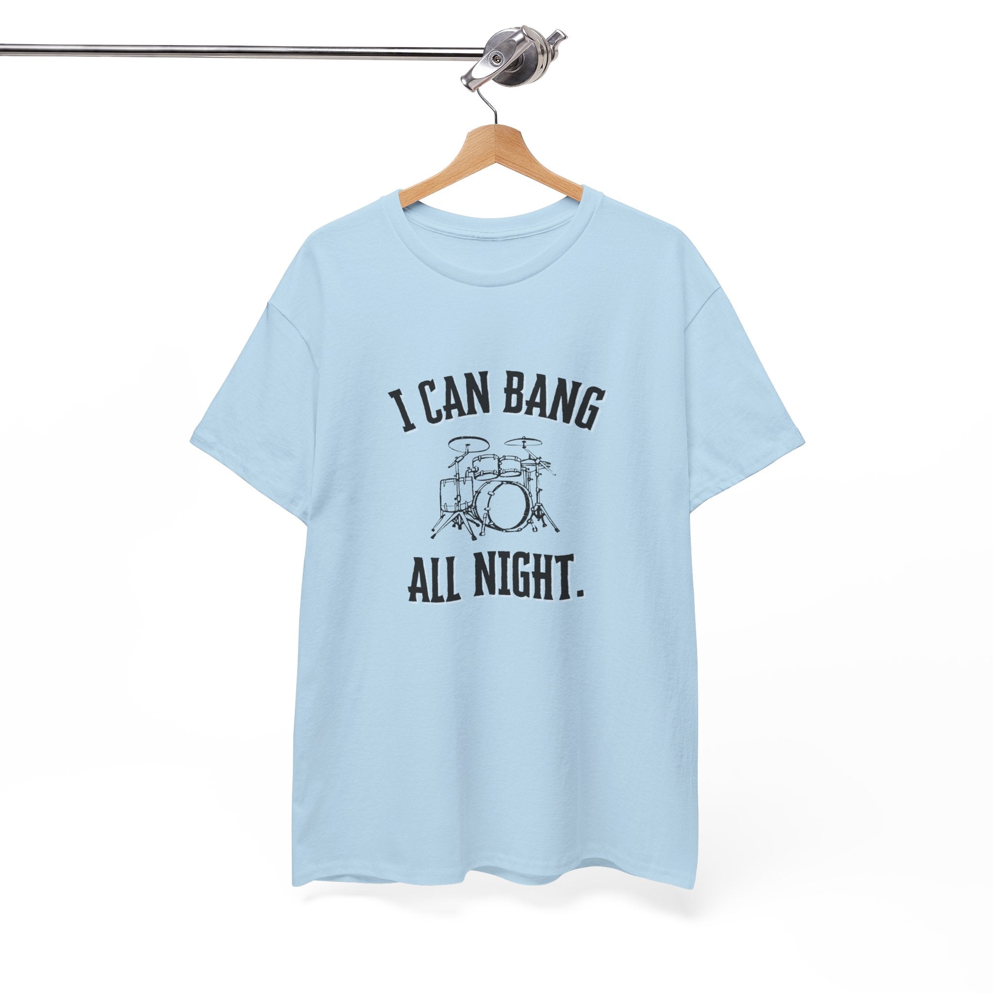 I Can Bang All Night T-Shirt - Vintage Drum Set Graphic Tee for Drummers