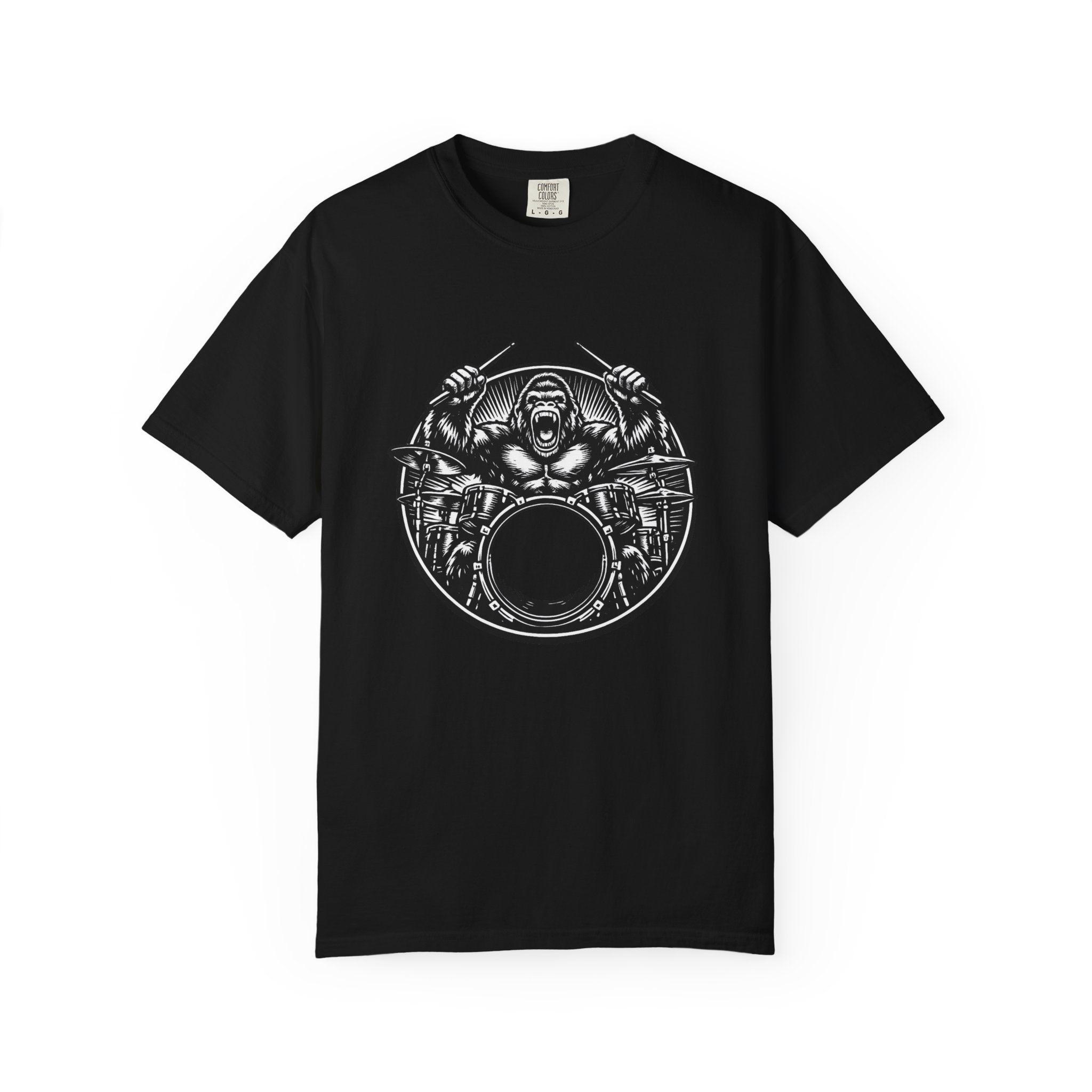 Drummer Gorilla Graphic T-Shirt - Vintage Rock Band Tee