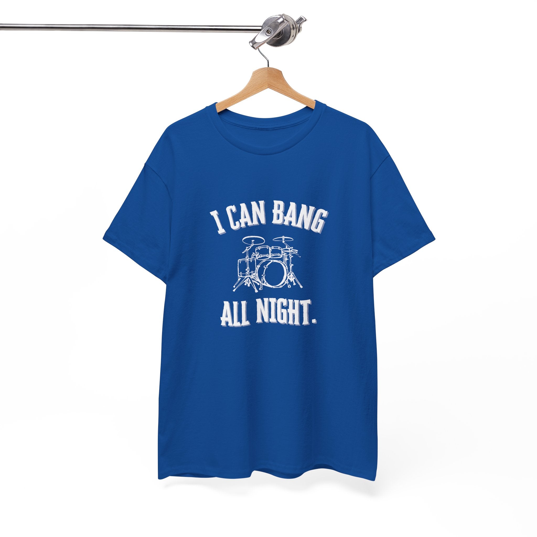 I Can Bang All Night T-Shirt - Vintage Drum Set Graphic Tee for Drummers