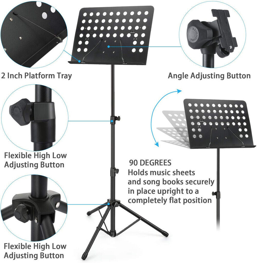 Heavy Duty Music Stand – Folding Adjustable Sheet Holder
