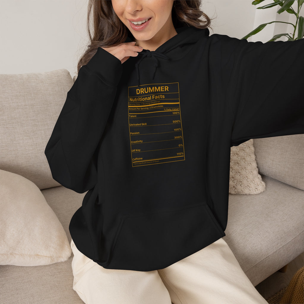 Drummer Nutritional Facts Hoodie – Drummer Gift Sweatshirt