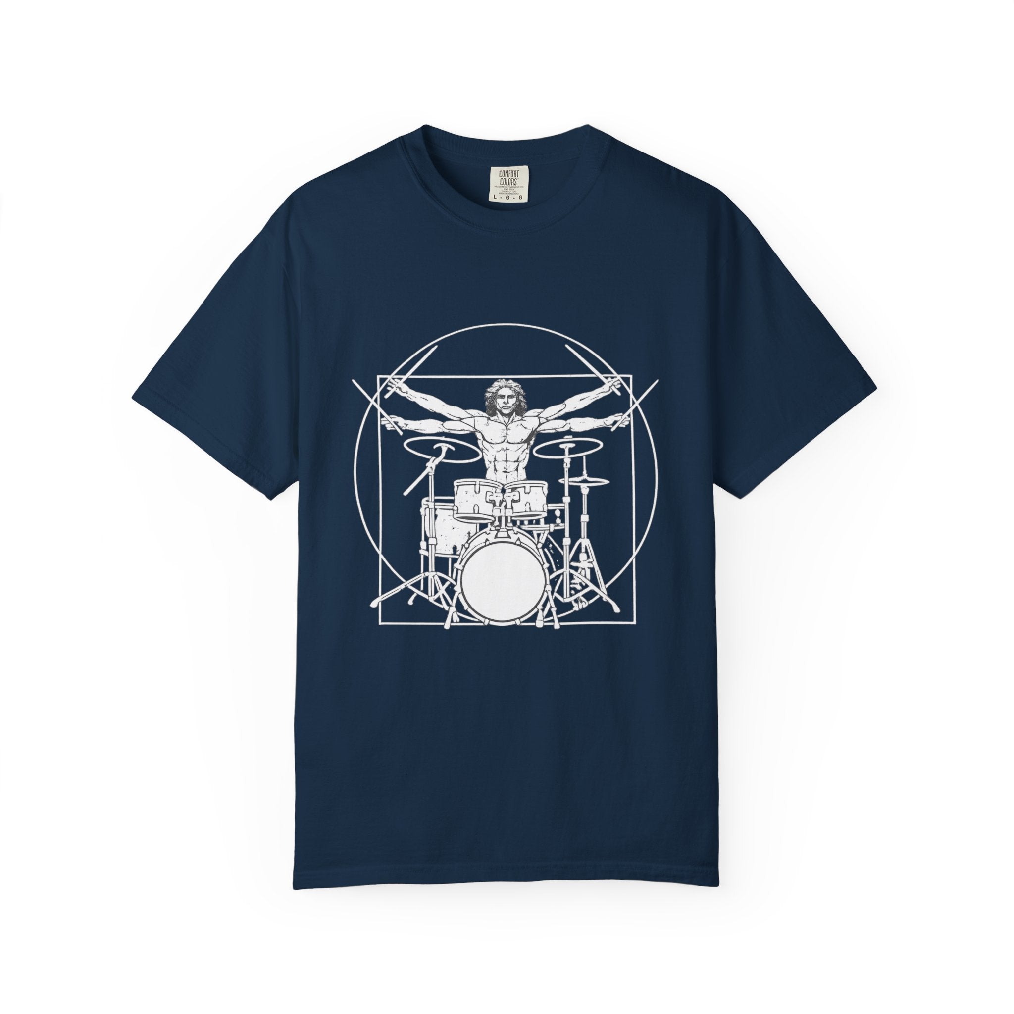 Drummer Vitruvian T-Shirt - Da Vinci Drummer Graphic Tee