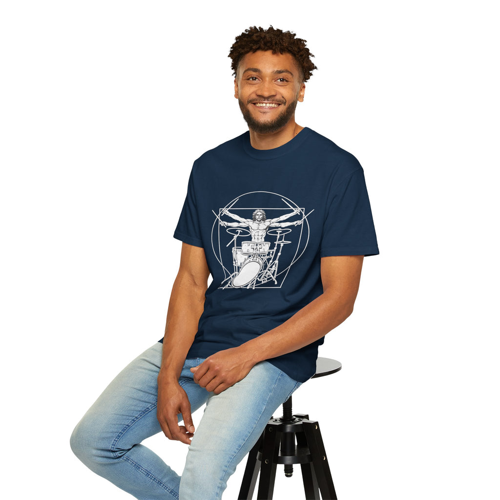 Drummer Vitruvian T-Shirt - Da Vinci Drummer Graphic Tee