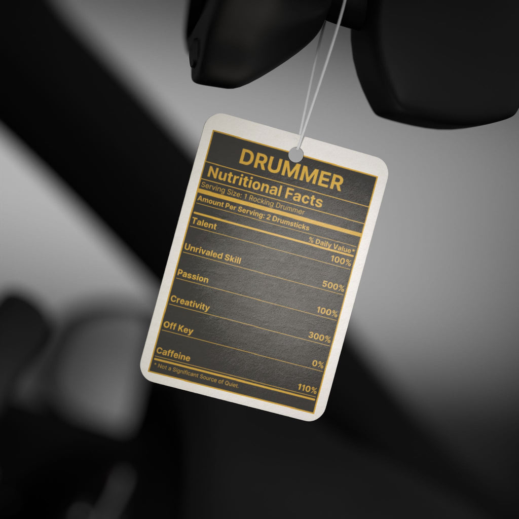 Drummer Nutritional Facts Car Freshener – Drummer Gift Car Accessory
