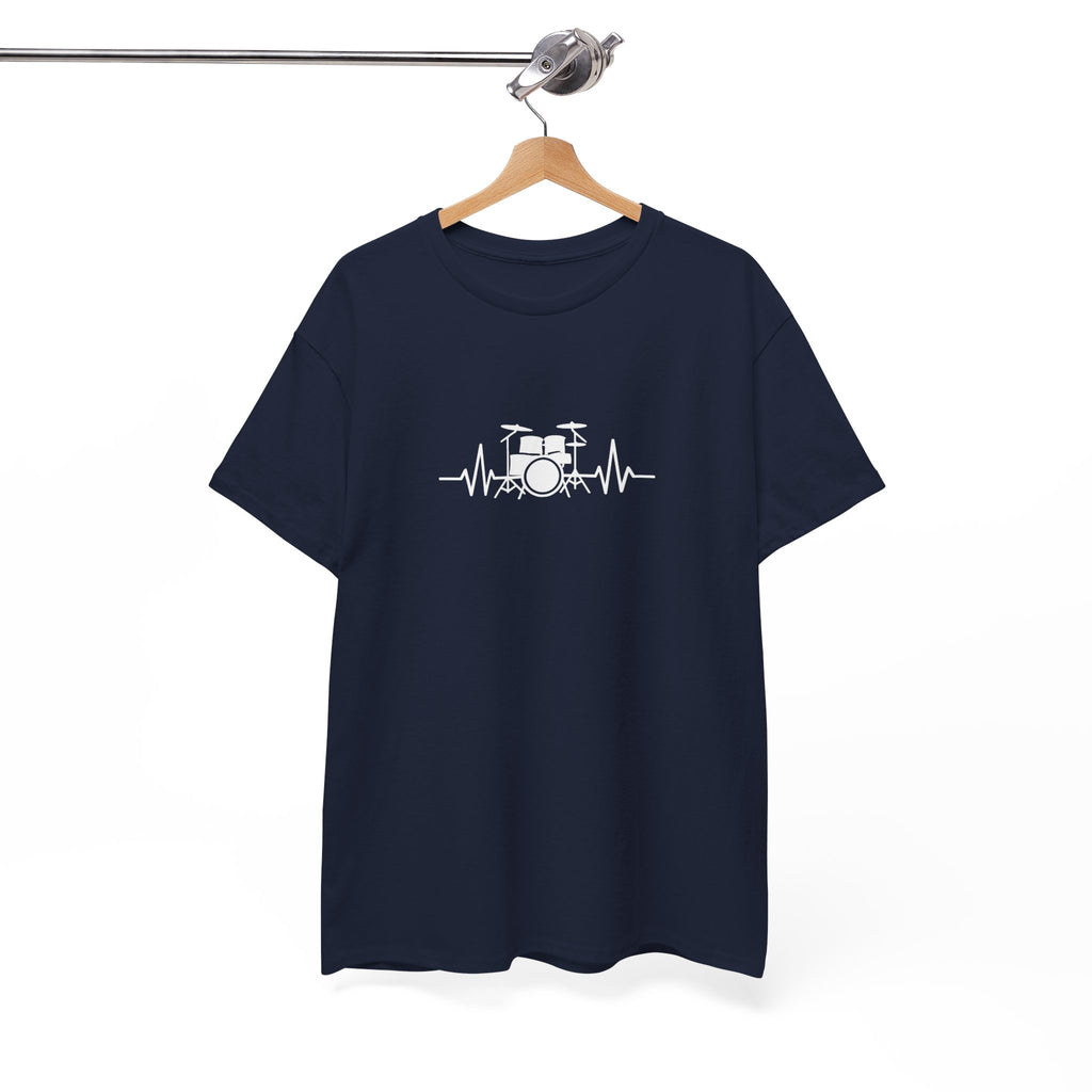 Drummer Heartbeat Lifeline T-Shirt - Drum Kit Graphic Tee Music Shirt