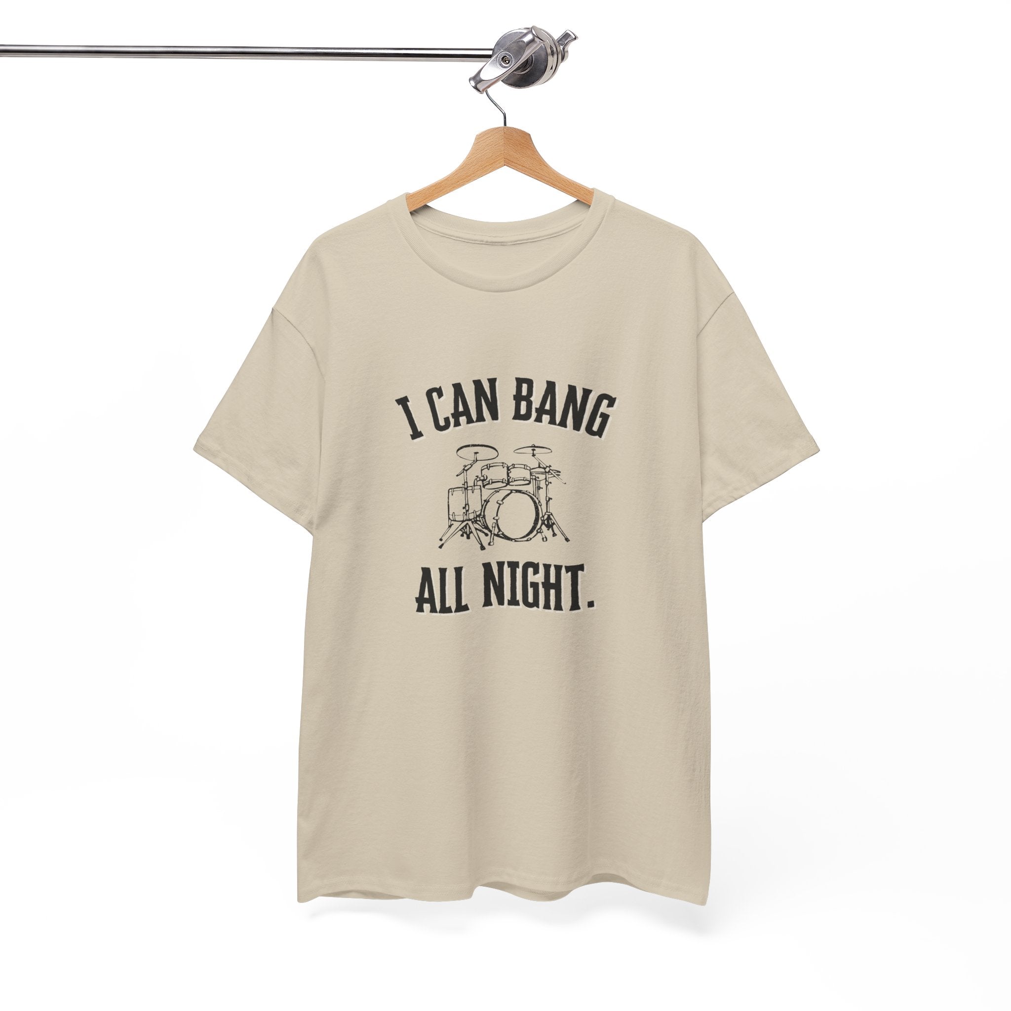 I Can Bang All Night T-Shirt - Vintage Drum Set Graphic Tee for Drummers