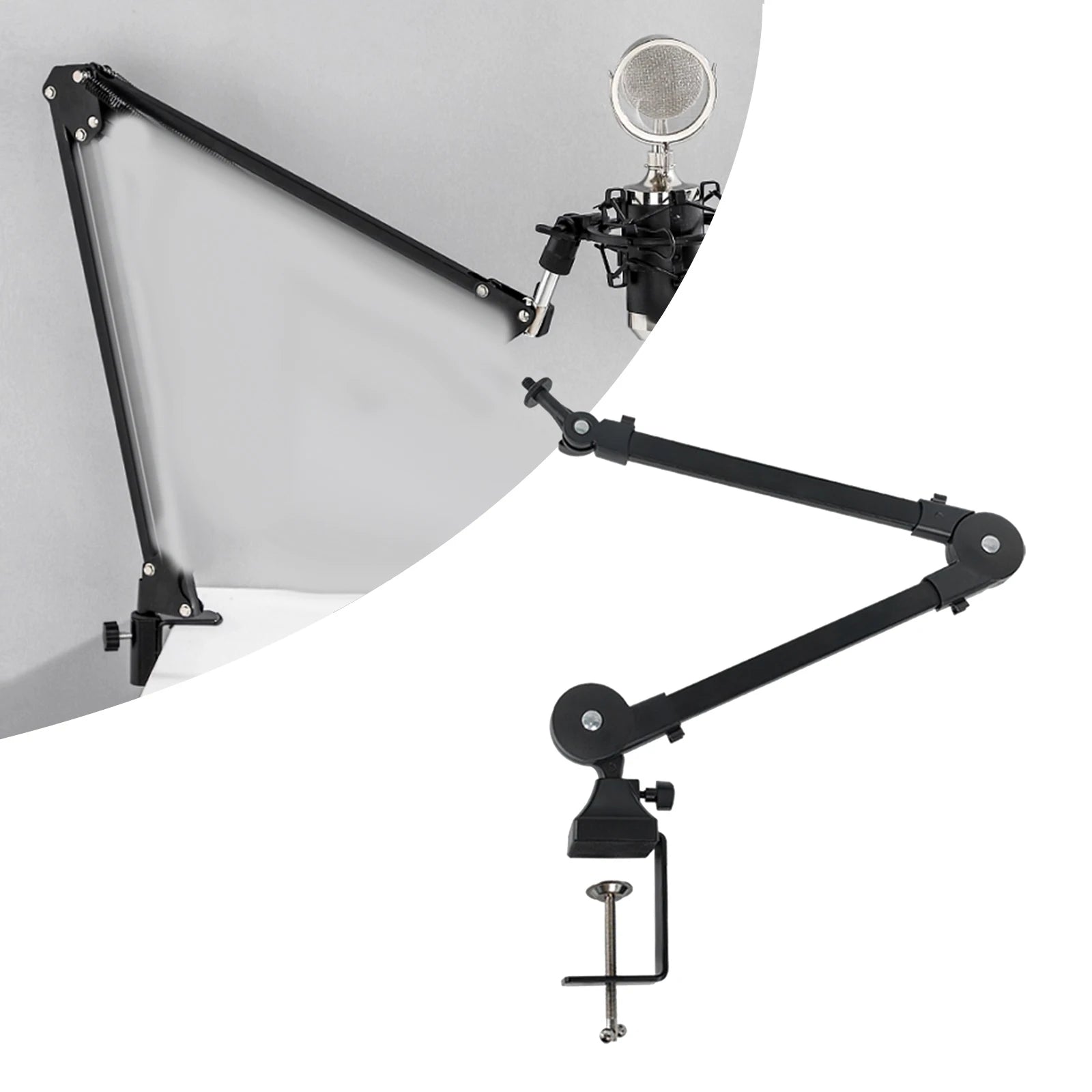 Microphone Arm Stand – Desk Mounted Mic Stand with 360° Rotation for Recording and Streaming