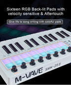 MIDI Pad Controller Keyboard – Portable 25-Key Production Controller