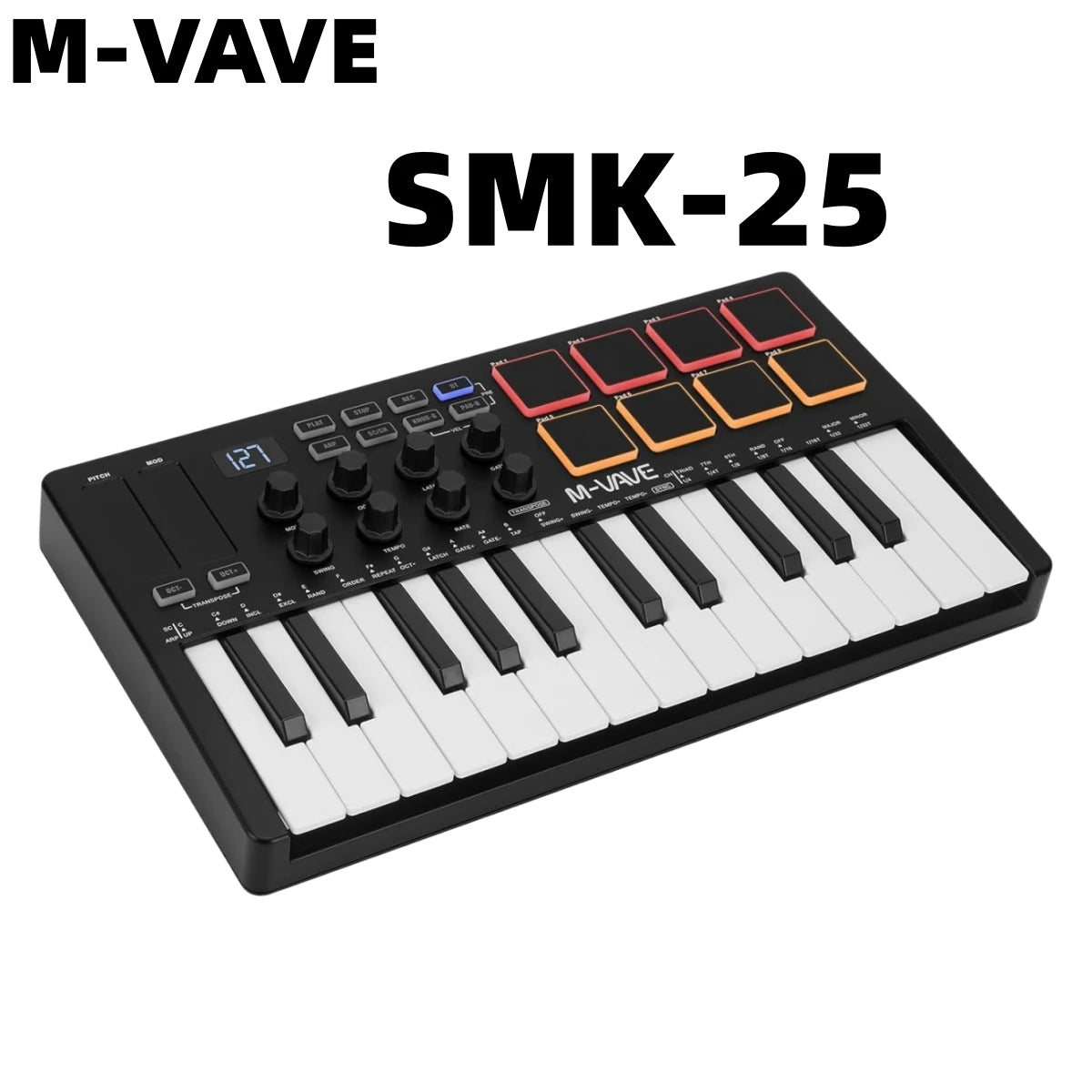 MIDI Pad Controller Keyboard – Portable 25-Key Production Controller