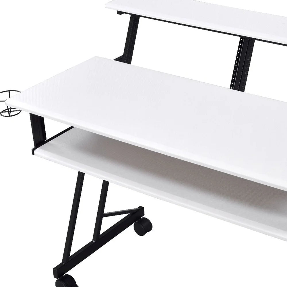 Home Studio Recording Desk – 47" Music Production Computer Desk with Keyboard Tray & Storage Shelves