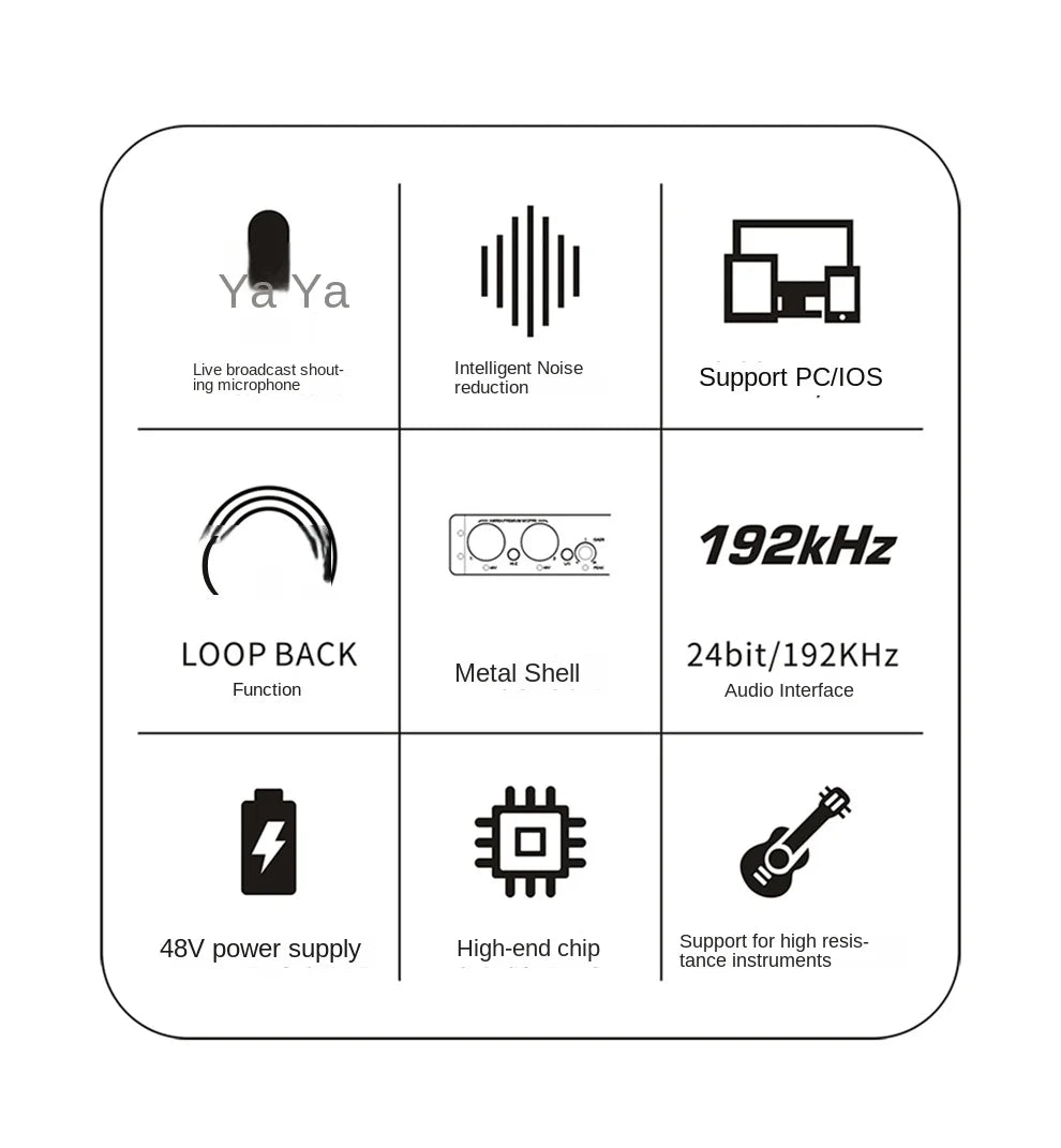 Music Production Audio Interface – USB External Sound Card for Home Studio Recording