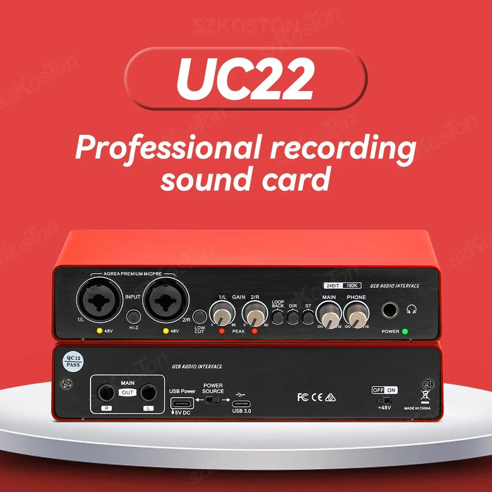 Music Production Audio Interface – USB External Sound Card for Home Studio Recording